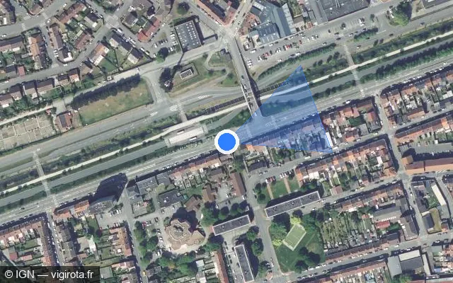 Vue satellite de l'emplacement du radar de feu rouge à Dunkerque sur Avenue de Petite-Synthe / D 940