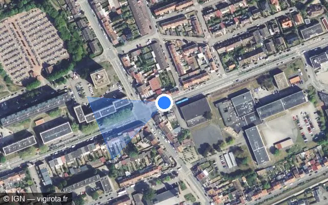 Vue satellite de l'emplacement du radar de feu rouge à Leffrinckoucke sur Boulevard de la République - François Mitterrand / D 79
