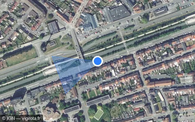 Vue satellite de l'emplacement du radar de feu rouge à Dunkerque sur Avenue de Petite-Synthe / D 940