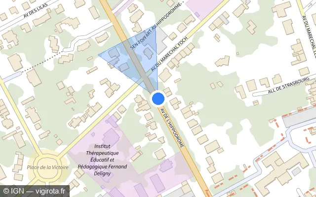 Vue plan de l'emplacement du radar de feu rouge à Lambersart sur Avenue de l'Hippodrome / M 751