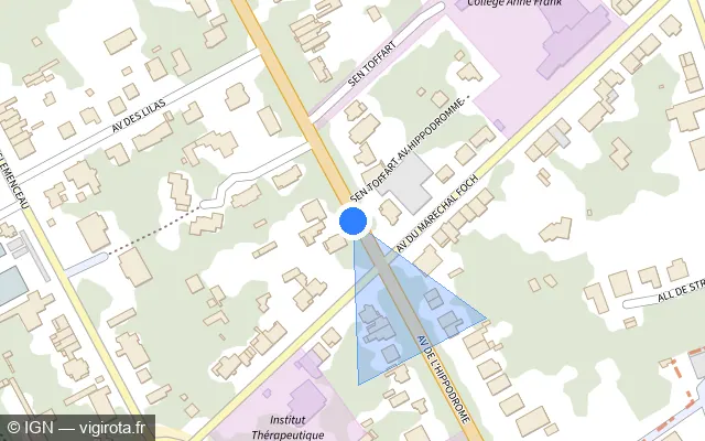 Vue plan de l'emplacement du radar de feu rouge à Lambersart sur Avenue de l'Hippodrome / M 751