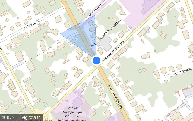Vue plan de l'emplacement du radar de feu rouge à Lambersart sur Avenue de l'Hippodrome / M 751