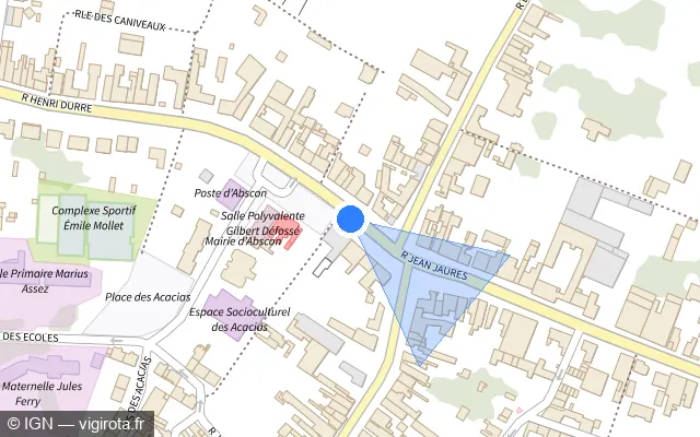 Vue plan de l'emplacement du radar de feu rouge à Abscon sur Place du Général de Gaulle / D 645