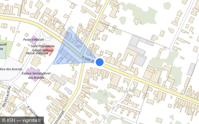 Vue plan de l'emplacement du radar de feu rouge à Abscon sur Rue Jean Jaurès / D 645