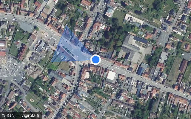 Vue satellite de l'emplacement du radar de feu rouge à Abscon sur Rue Jean Jaurès / D 645