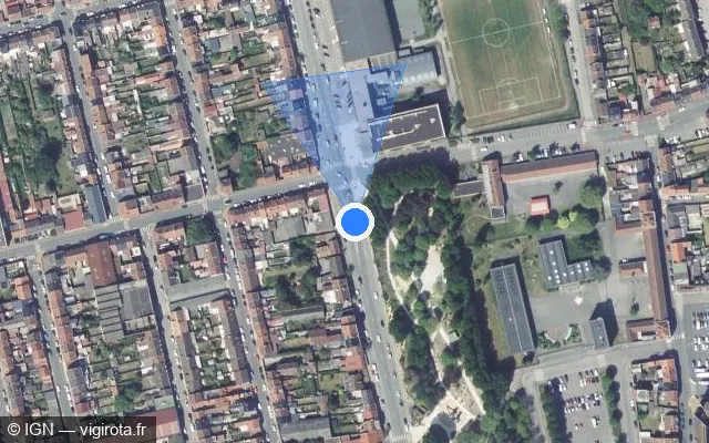 Vue satellite de l'emplacement du radar de feu rouge à Dunkerque sur Avenue Maurice Berteaux