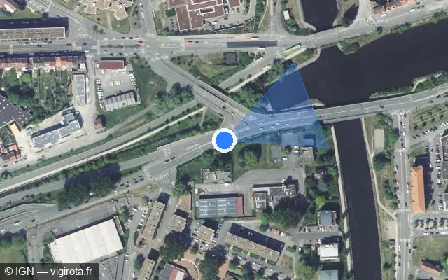 Vue satellite de l'emplacement du radar de feu rouge à Dunkerque sur Boulevard Simone Veil / D 940