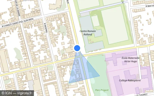Vue plan de l'emplacement du radar de feu rouge à Dunkerque sur Avenue Maurice Berteaux