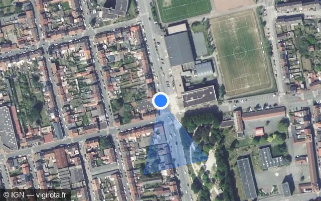 Vue satellite de l'emplacement du radar de feu rouge à Dunkerque sur Avenue Maurice Berteaux