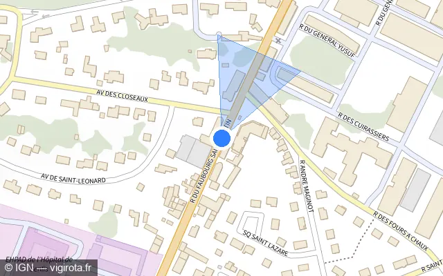 Vue plan de l'emplacement du radar de feu rouge à Senlis sur Rue du Faubourg Saint-Martin / D 1017