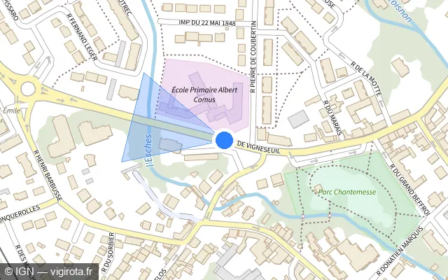 Vue plan de l'emplacement du radar de feu rouge à Chambly sur Route de Gisors / D 105