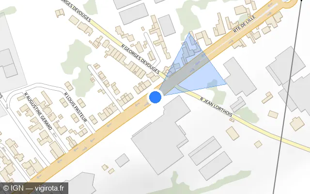 Vue plan de l'emplacement du radar de feu rouge à Loison-sous-Lens sur Route de Lille / D 917