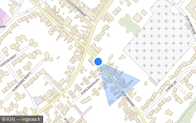 Vue plan de l'emplacement du radar de feu rouge à Montigny-en-Gohelle sur Rue de Varsovie / D 39e