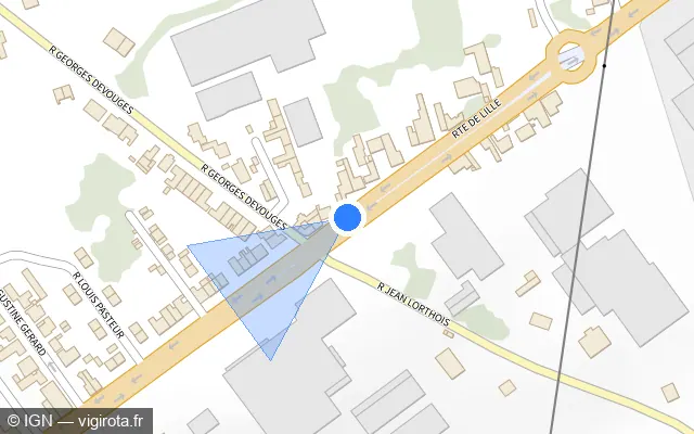 Vue plan de l'emplacement du radar de feu rouge à Loison-sous-Lens sur Route de Lille / D 917