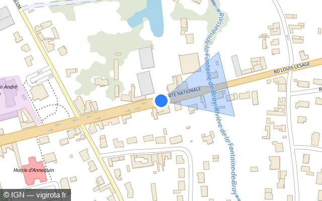 Vue plan de l'emplacement du radar de feu rouge à Cambrin sur Route Nationale 41 / D 941