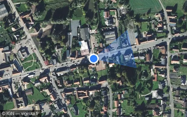 Vue satellite de l'emplacement du radar de feu rouge à Cambrin sur Route Nationale 41 / D 941