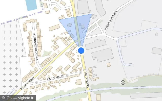 Vue plan de l'emplacement du radar de feu rouge à Lens sur Route de La Bassée / D 947