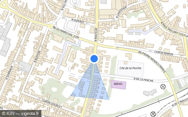 Vue plan de l'emplacement du radar de feu rouge à Hénin-Beaumont sur Rue Pasteur / D 919