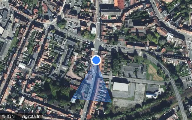 Vue satellite de l'emplacement du radar de feu rouge à Hénin-Beaumont sur Rue Pasteur / D 919