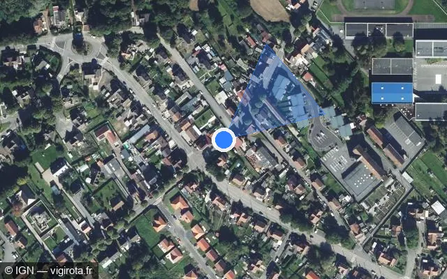 Vue satellite de l'emplacement du radar de feu rouge à Montigny-en-Gohelle sur Boulevard des Frères Leterme