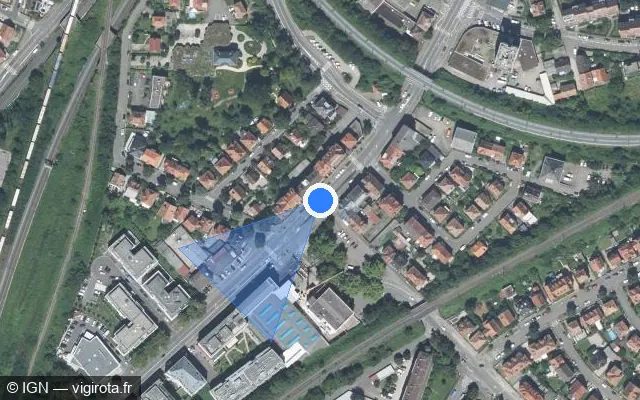 Vue satellite de l'emplacement du radar de feu rouge à Ostwald sur Route de Schirmeck / M 392