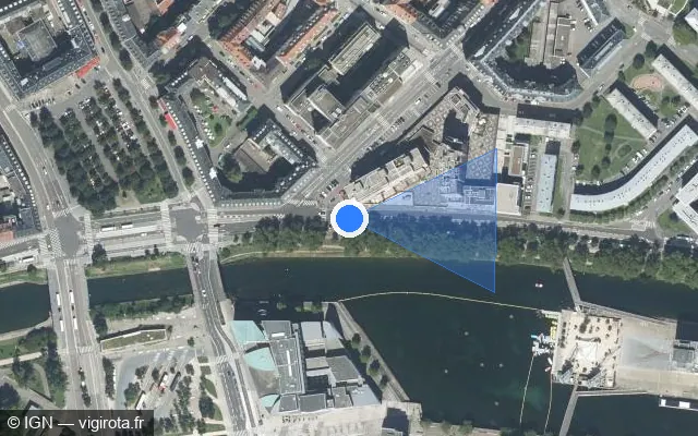 Vue satellite de l'emplacement du radar de feu rouge à Strasbourg sur Quai du Général Koenig