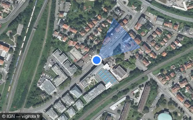 Vue satellite de l'emplacement du radar de feu rouge à Ostwald sur Route de Schirmeck / M 392
