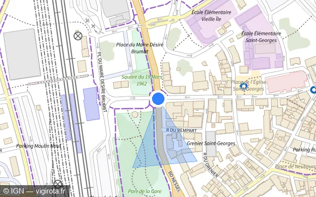 Vue plan de l'emplacement du radar de feu rouge à Schweighouse-sur-Moder sur Boulevard Nessel / D 263
