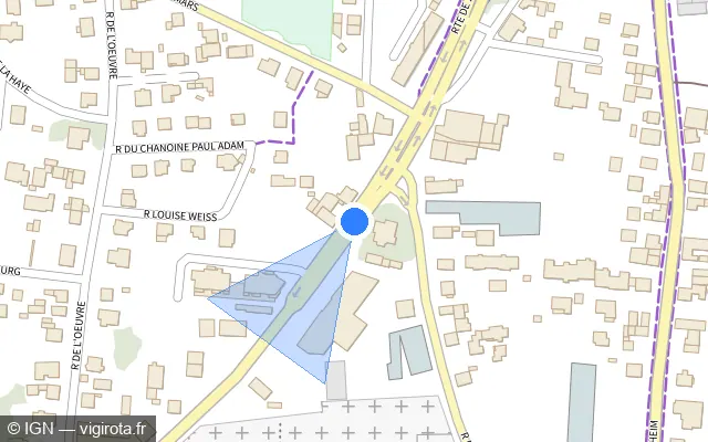 Vue plan de l'emplacement du radar de feu rouge à Sélestat sur Route de Strasbourg / D 83