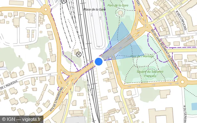 Vue plan de l'emplacement du radar de feu rouge à Schweighouse-sur-Moder sur Route de Strasbourg / D 263