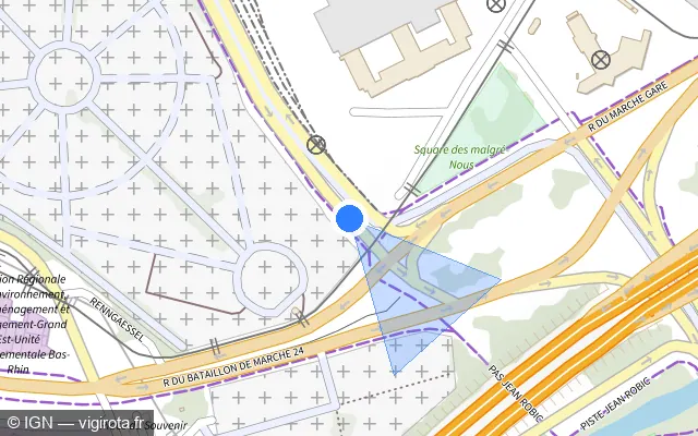 Vue plan de l'emplacement du radar de feu rouge à Schiltigheim sur Rue de Hochfelden