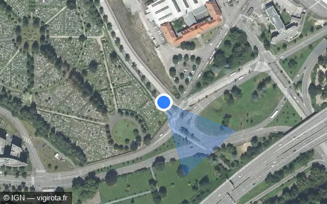 Vue satellite de l'emplacement du radar de feu rouge à Schiltigheim sur Rue de Hochfelden