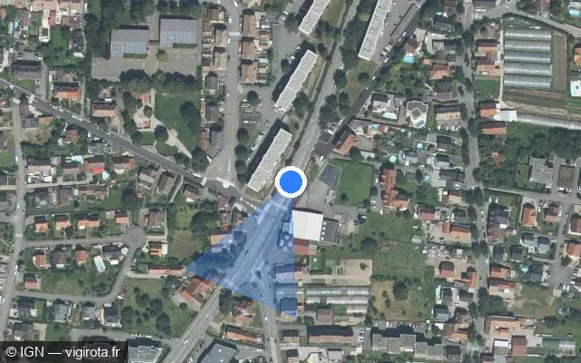 Vue satellite de l'emplacement du radar de feu rouge à Sélestat sur Route de Strasbourg / D 83