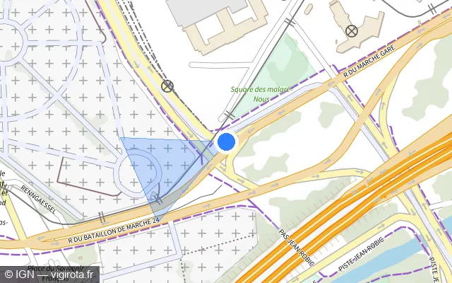 Vue plan de l'emplacement du radar de feu rouge à Schiltigheim sur Rue de Hochfelden