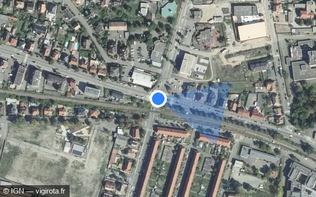 Vue satellite de l'emplacement du radar de feu rouge à Ingersheim sur Route d'Ingersheim / D 418