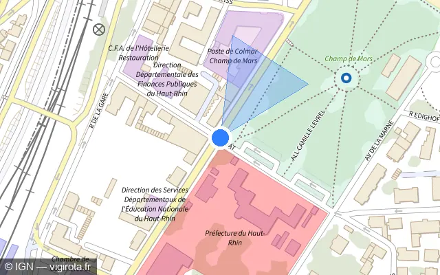 Vue plan de l'emplacement du radar de feu rouge à Horbourg-Wihr sur Avenue de la République / D 514