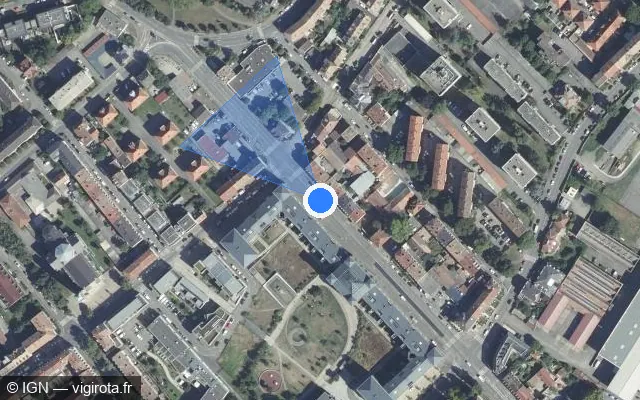 Vue satellite de l'emplacement du radar de feu rouge à Mulhouse sur Rue Lefèbvre