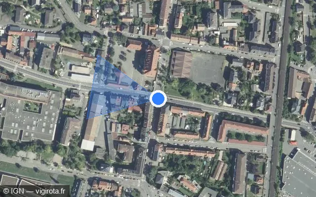 Vue satellite de l'emplacement du radar de feu rouge à Ingersheim sur Route d'Ingersheim / D 418