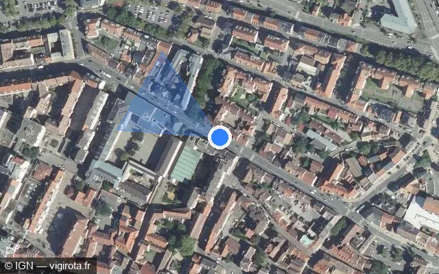 Vue satellite de l'emplacement du radar de feu rouge à Horbourg-Wihr sur Rue du Nord