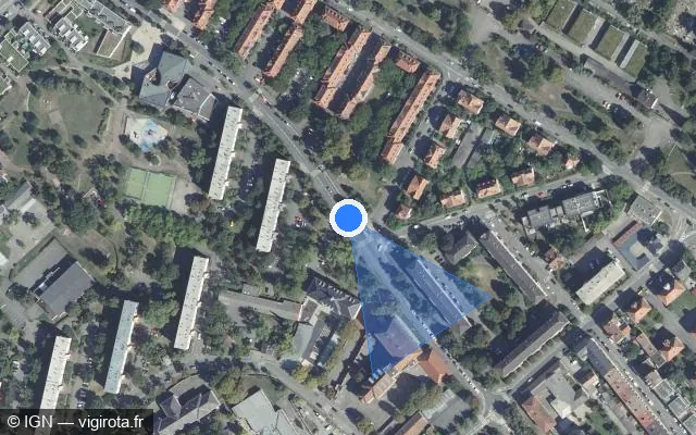 Vue satellite de l'emplacement du radar de feu rouge à Mulhouse sur Rue d'Agen