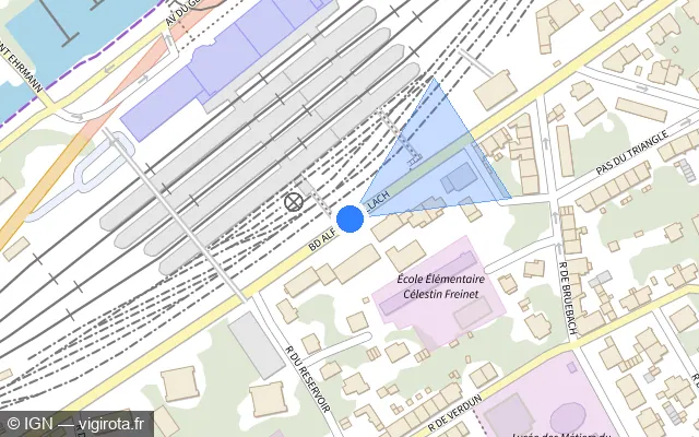 Vue plan de l'emplacement du radar de feu rouge à Riedisheim sur Boulevard Alfred Wallach / D 432
