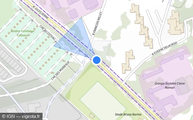 Vue plan de l'emplacement du radar de feu rouge à Morschwiller-le-Bas sur Rue Jules Verne