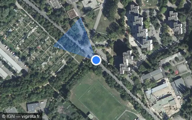 Vue satellite de l'emplacement du radar de feu rouge à Morschwiller-le-Bas sur Rue Jules Verne