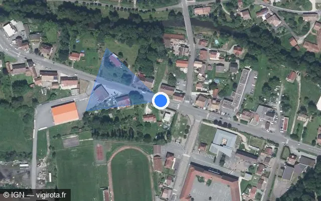 Vue satellite de l'emplacement du radar de feu rouge à Ronchamp sur Avenue Pasteur / D 619