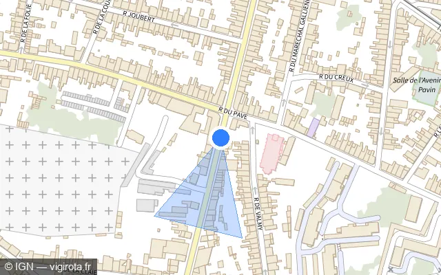 Vue plan de l'emplacement du radar de feu rouge à Rouillon sur Boulevard Carnot