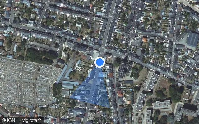 Vue satellite de l'emplacement du radar de feu rouge à Rouillon sur Boulevard Carnot