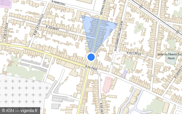 Vue plan de l'emplacement du radar de feu rouge à Rouillon sur Boulevard Paul Chantrel