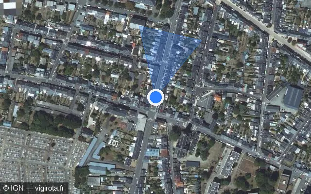 Vue satellite de l'emplacement du radar de feu rouge à Rouillon sur Boulevard Paul Chantrel