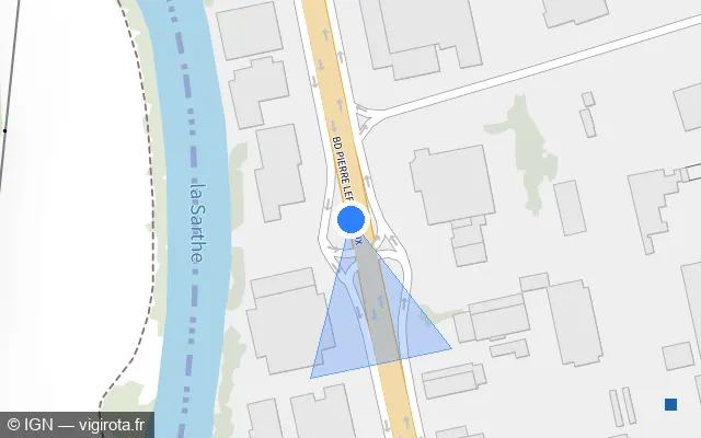 Vue plan de l'emplacement du radar de feu rouge à Allonnes sur Boulevard Pierre Lefaucheux