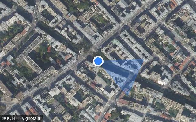 Vue satellite de l'emplacement du radar de feu rouge à Vanves sur Rue de la Convention
